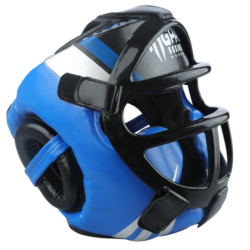 CASQUE DE BOXE AVEC GRILLE BLEU