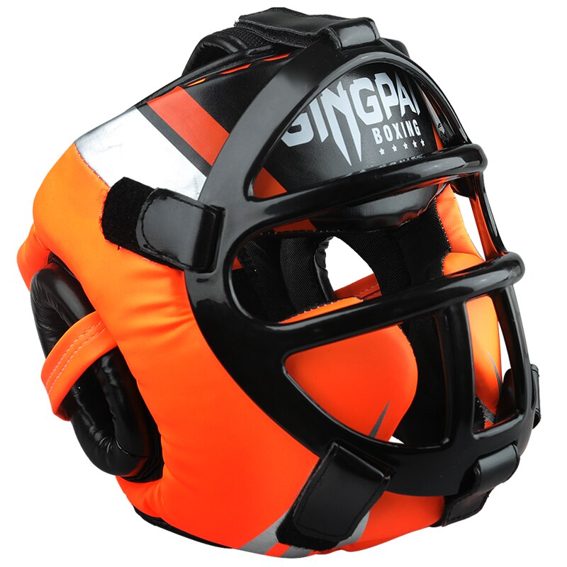 CASQUE DE BOXE AVEC GRILLE ORANGE