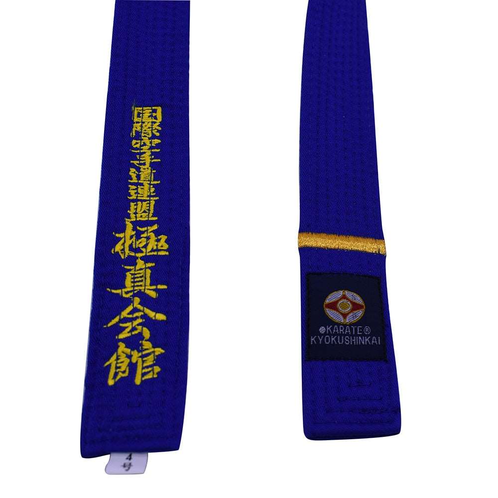 CEINTURE KARATE KYUKUSHINKAI BLEU AVEC BANDE