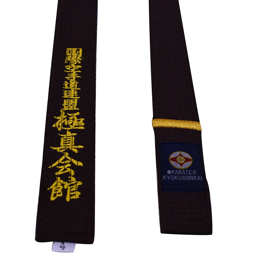 CEINTURE KARATE KYUKUSHINKAI MARRON AVEC BANDE