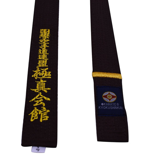 CEINTURE KARATE KYUKUSHINKAI MARRON AVEC BANDE