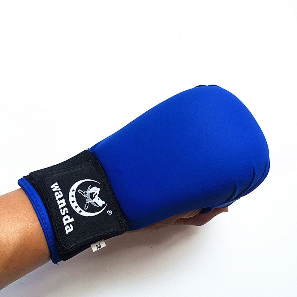 GANTS DE KARATE BLEU SANS POUCE WANSDA