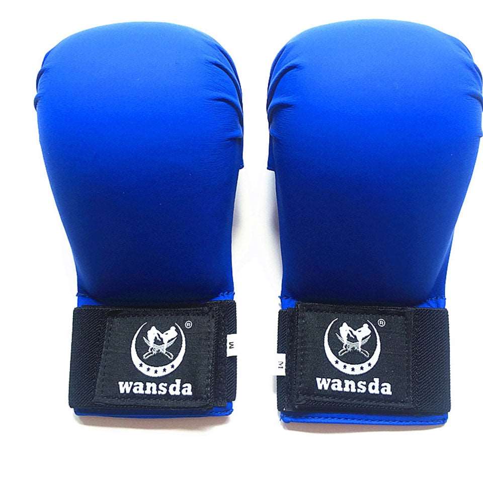 GANTS DE KARATE BLEU SANS POUCE WANSDA