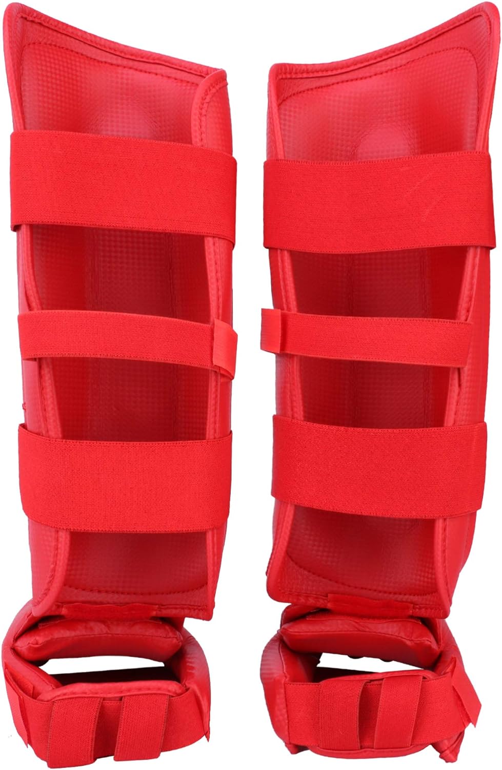 PROTEGE TIBIA ET PIED KARATE CUIR ROUGE