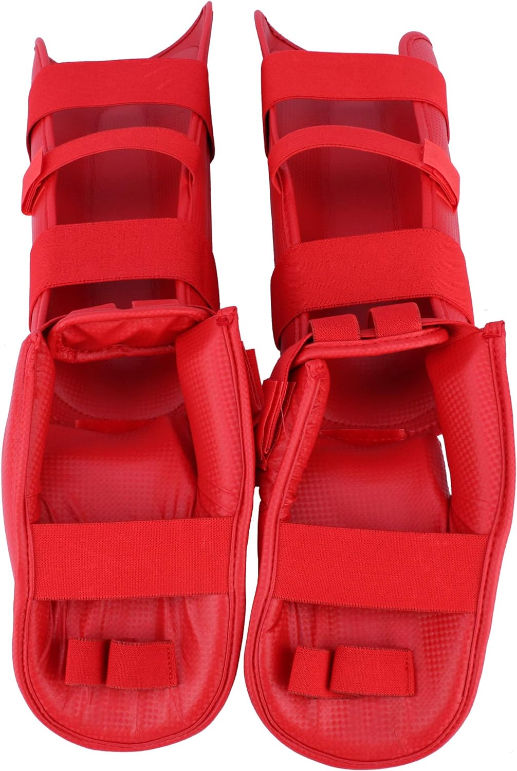 PROTEGE TIBIA ET PIED KARATE CUIR ROUGE