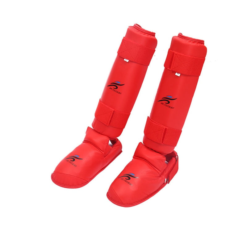 PROTEGE TIBIA ET PIED KARATE ROUGE
