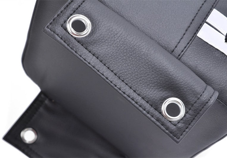 a close up of a black and black suit case