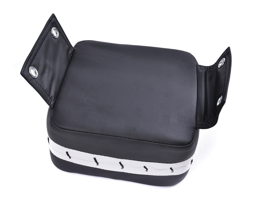 a suitcase that is sitting on a bench