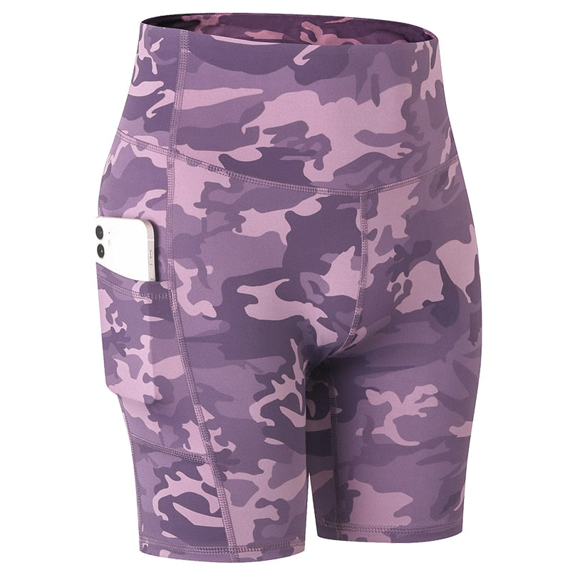 SHORT COMPRESSION FEMME CAMOUFLAGE VIOLET