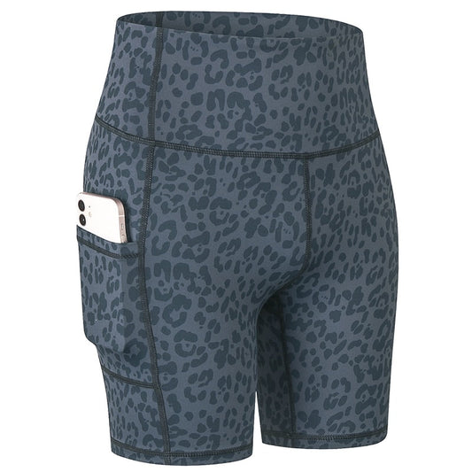 SHORT COMPRESSION FEMME LEOPARD GRIS