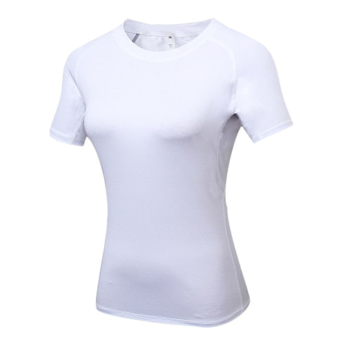 T SHIRT COMPRESSION FEMME BLANC