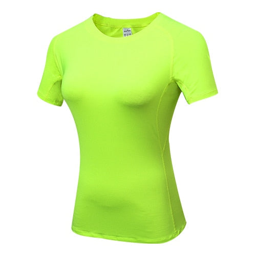 T SHIRT COMPRESSION FEMME JAUNE