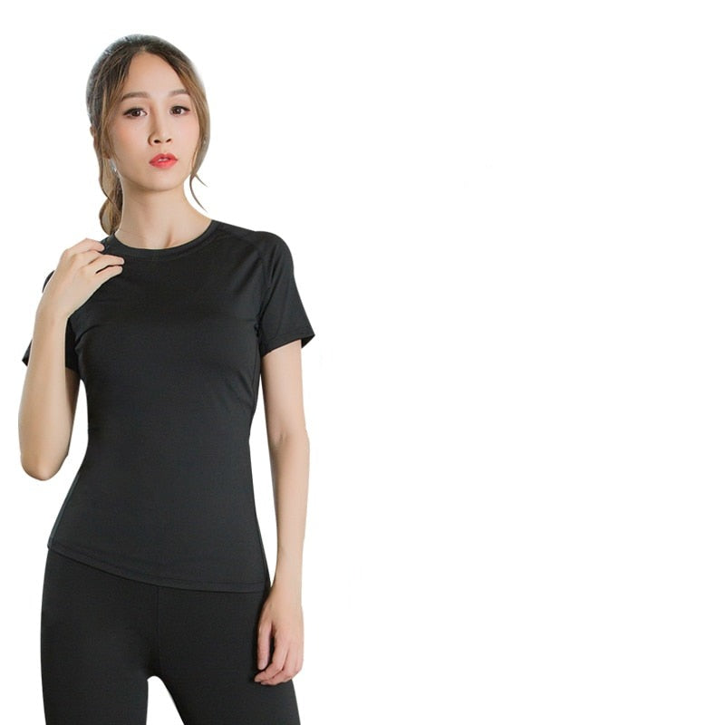 T SHIRT COMPRESSION FEMME NOIR