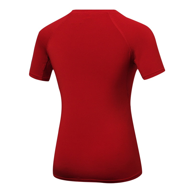 T SHIRT COMPRESSION FEMME ROUGE