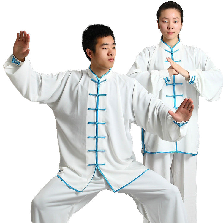 TENUE KUNG FU TRADITIONNELLE BLANCHE - BLEU