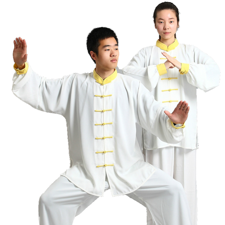 TENUE KUNG FU TRADITIONNELLE BLANCHE - JAUNE