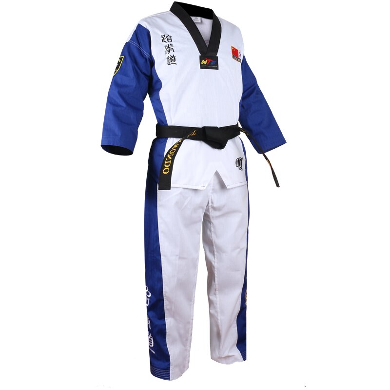 TENUE TAEKWONDO BLEU COL NOIR