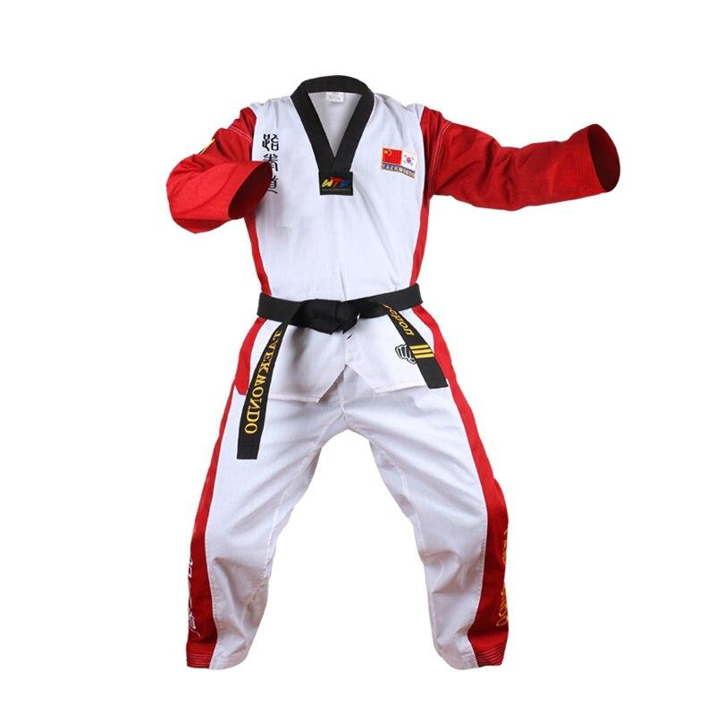 TENUE TAEKWONDO ROUGE COL NOIR