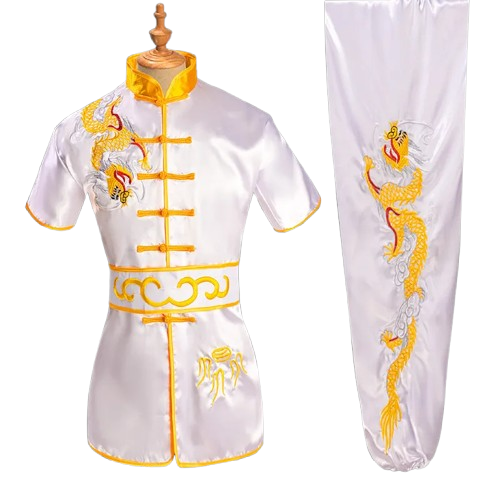 TENUE TRADITIONNELLE DRAGON BLANC - JAUNE