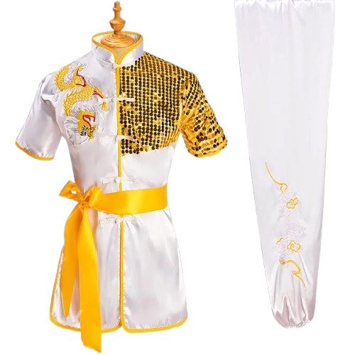 TENUE TRADITIONNELLE CHINOISE BLANCHE - JAUNE