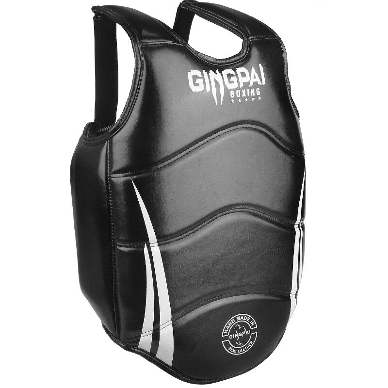 METAL BOXE MB144N – Plastron De Boxe Mixte Tout Noir Avec Protection Épaules, Utilisé Par Gendarmerie & Police