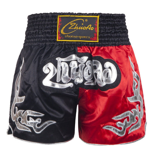 THAI BLACK&RED FIGHT BOXING SHORTS