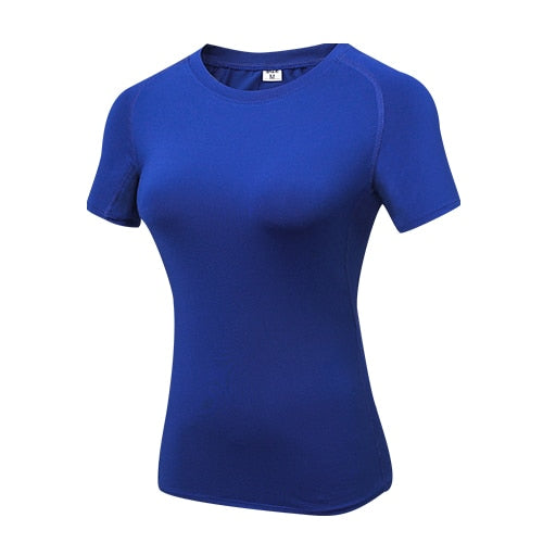 T SHIRT COMPRESSION FEMME BLEU