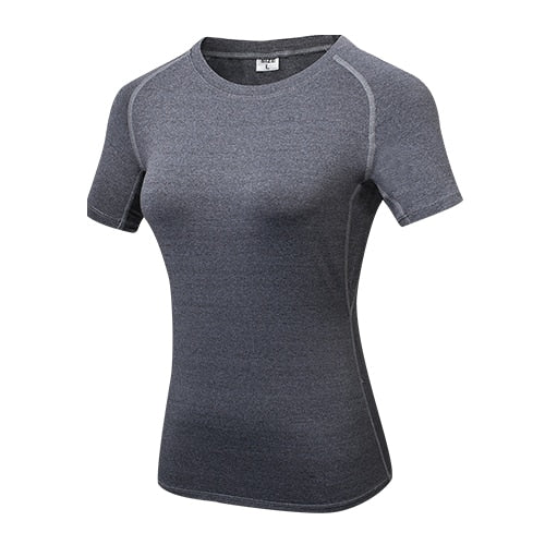 T SHIRT COMPRESSION FEMME GRIS