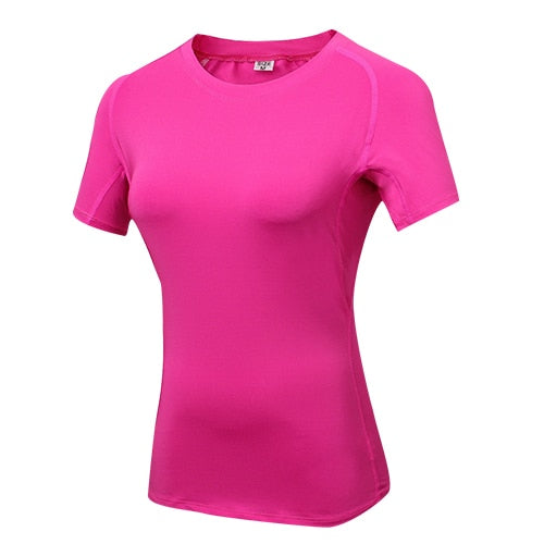 T SHIRT COMPRESSION FEMME ROSE