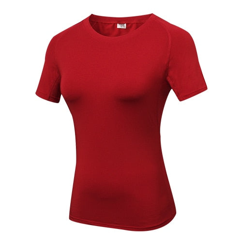 T SHIRT COMPRESSION FEMME ROUGE