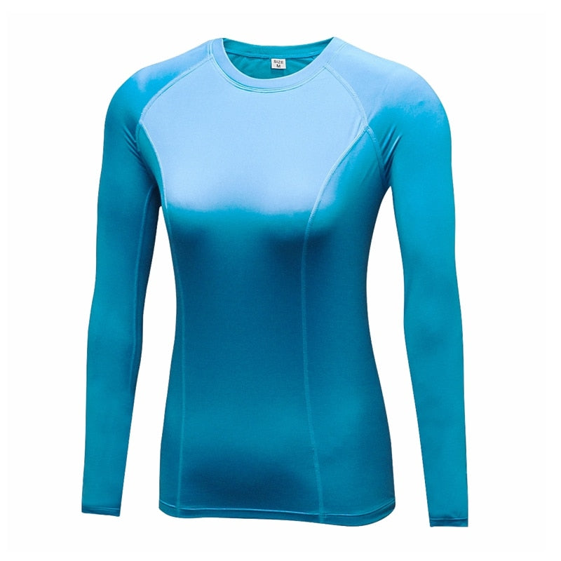 T-SHIRT DE COMPRESSION FEMME BLEU CLAIR