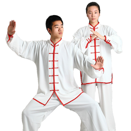 Tenue Kung Fu traditionnelle blanche - rouge